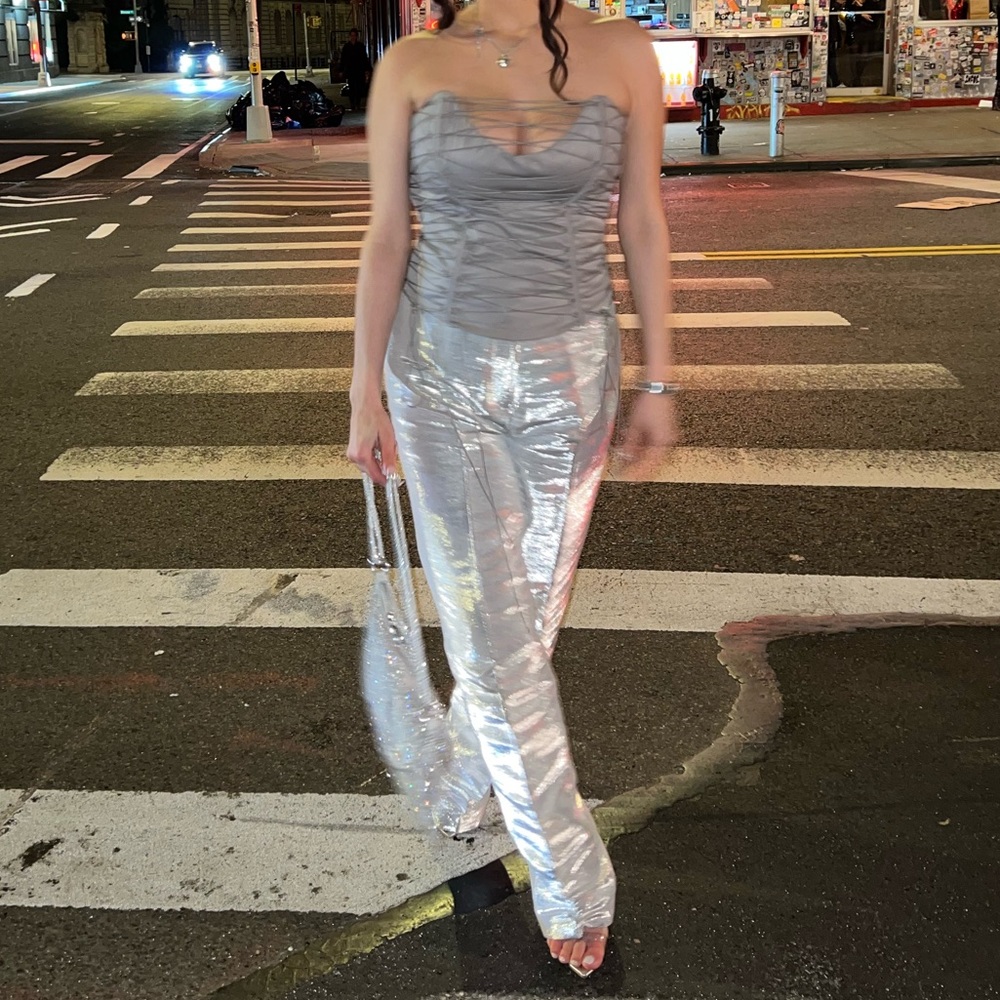 H&M SHIMMERY SILVER PANTS